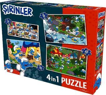 Şirinler SRN7682 4 ü 1 Arada Puzzle - 24 36 48 60 Parça