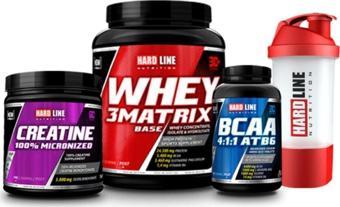 Hardline Whey 3matrix 908 gr Çilek Kreatin 300 gr Bcaa 4:1:1 Atb6 120 Tablet Shaker