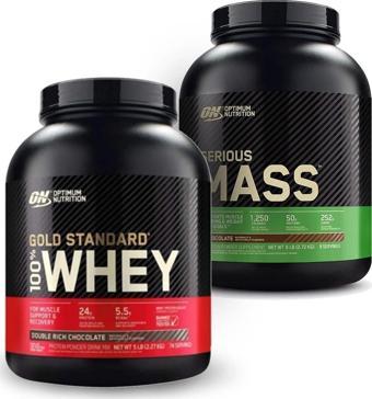 Optimum Nutrition Gold Whey Çikolatalı Protein Tozu 2273 Gr + Serious Mass 2727 Gr Çikolata