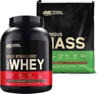 Optimum Nutrition Gold Whey Çikolatalı Protein Tozu 2273 Gr + Serious Mass 5450 Gr Çikolata