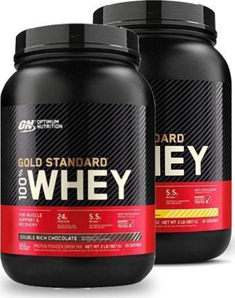 Optimum Nutrition Gold Whey Çikolatalı Protein Tozu 908 Gr + Nutrition Gold Whey Muzlu Pr