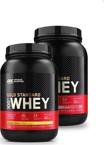 Optimum Nutrition Gold Whey Çilekli Protein Tozu 908 Gr + Nutrition Gold Whey Muzlu Prote