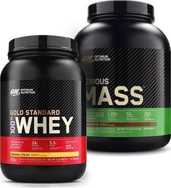 Optimum Nutrition Gold Whey Muzlu Protein Tozu 908 Gr + Serious Mass 2727 Gr Çikolata Aroma