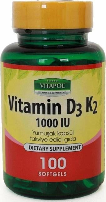 Vitapol Vitamin D3 Vitamin K2 100 Softgel D Vitamini K Vitamini