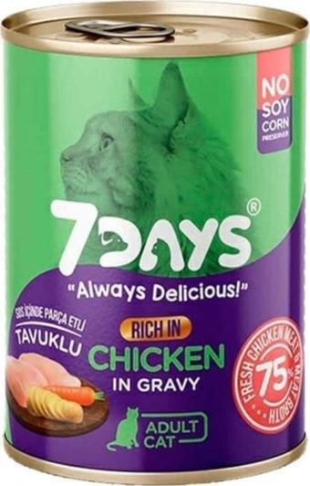 7DAYS Tavuklu Yetişkin Kedi Konserve 415 Gr