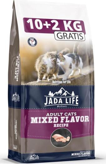 jadawa Jada Life Adult Cat Food With Mixed Flavour Karışık Aromalı Yetişkin Kedi Maması 10+2 Kg