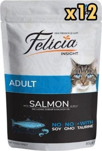 Felicia Tahılsız 85 Gr Pouch Yetişkin Somonlu Yaş Kedi Maması 12 Adet