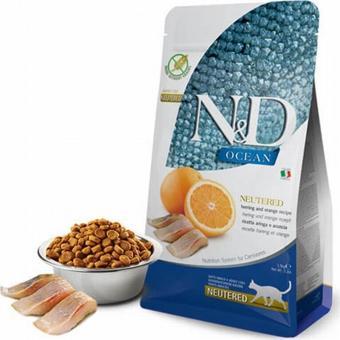 N&D Ocean Tahılsız Ringa Balıklı Portakallı Kısırlaştırılmış Kedi Maması 1,5 Kg