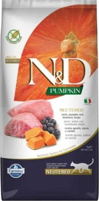 N&D Pumpkin Tahılsız Kuzu & Yaban Mersini Kısırlaştırılmış Yetişkin Kedi Maması, 5 Kg