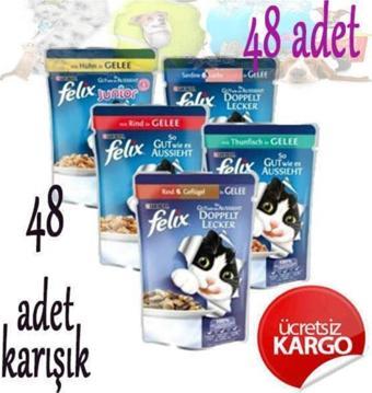 FELiX Karışık Yaş Yetişkin Kedi Maması Pouch 85 Gr 48 Adet