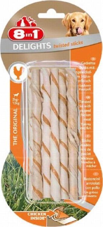 8in1 Delights Twisted Sticks Tavuklu Köpek Ağız Bakım Çubuğu 10'lu 55 gr