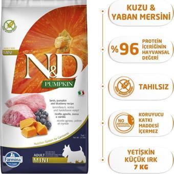 N&D Pumpkin Tahılsız Balkabaklı Kuzulu Küçük Irk Yetişkin Köpek Maması 7 Kg