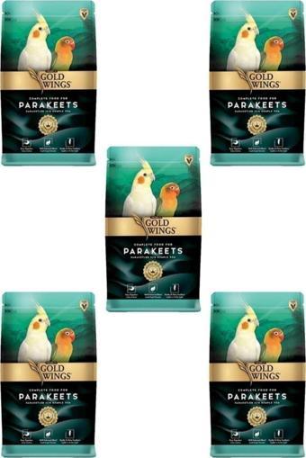 Gold Wings Premium Paraket, Sultan Ve Cennet Papağanı Yemi 1 Kg X 5 Adet