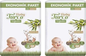 Baby Turco Bebek Bezi Ekonomik Paket 48'l 4 Numara 2 Paket 96 Adet