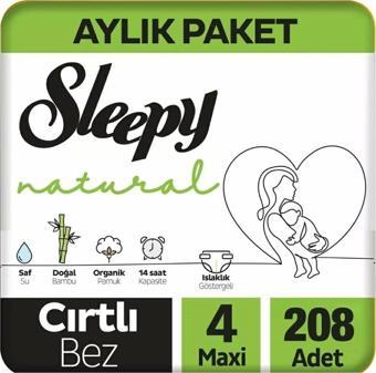 Sleepy Natural Bebek Bezi Ultra Avantaj Paketi 4 Numara Maxi 7-14 Kg 208 Adet