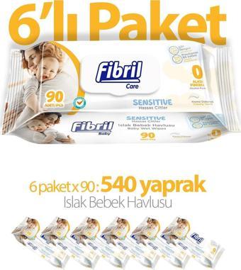 Fibril Baby Sensitive Islak Mendil 6x90 Lı Paket 540 Yaprak