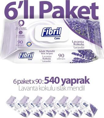 Fibril Lavanta Kokulu Islak Mendil 6x90 Lı Paket 540 Yaprak