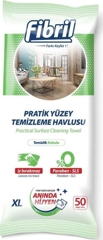 Fibril Pratik Yüzey Temizlik Havlusu Temizlik Kokulu 24 x 50 (1200 Yaprak)