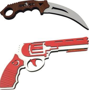 Ahtek Ahşap Lastik Atan Tabanca Ve Karambit Seti
