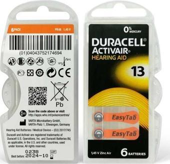 Duracell Activair 13 6'lı Kulaklık Pili