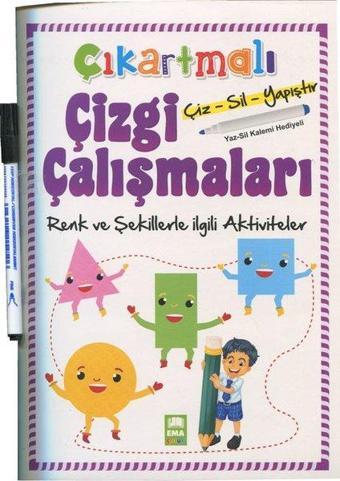 Çıkartmalı Çizgi Çalışmaları Renk ve Şekillerle İlgili Aktiviteler - Kolektif  - Ema Çocuk