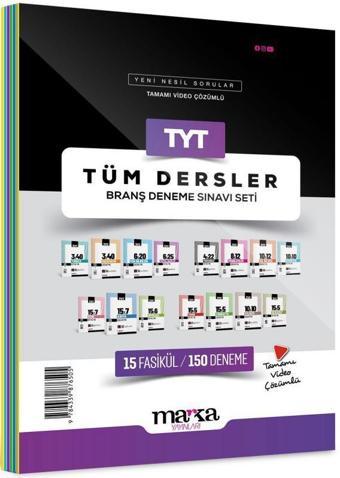 2025 TYT Tüm Dersler Branş Deneme Sınavı Seti 15 Fasikül 150 Deneme - Kolektif  - Marka Yayınları