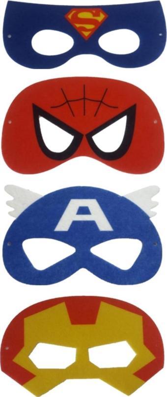Ahtek Keçe Marvel Maske Seti 4'lü, Kaptan Amerika, Süperman, Örümcek Adam Ve Demir Adam Maskesi