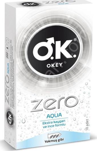 Okey Zero Aqua Ekstra Kaygan ve İnce Prezervatif 10 Adet