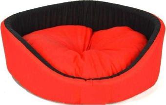 Petpretty Kedi Köpek Oval Simit Yatak Kırmızı 46 cm
