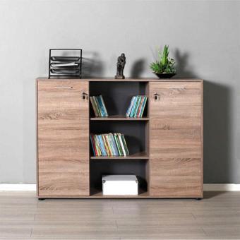 Adore Mobilya Newyork Geniş 3 Katlı 2 Kilitli Kapaklı Kitaplık Latte