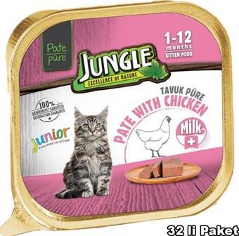 Jungle 32 li Yavru Kedi 100g Sütlü/Tavuk.Ezme/Pate 