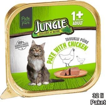 Jungle Kedi 100g 32'li Tavuklu Ezme/Pate Mama 