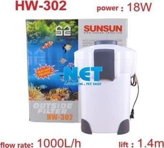 Sunsun HW 302 Dış Filtre 1000 L/H 18 w Beyaz Gövde Sepetleri Boştur Sadece Elyaf Mevcuttur