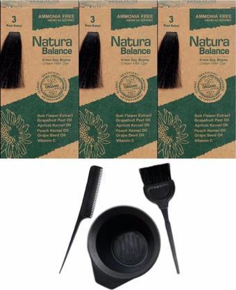 NATURA BALANCE SAÇ BOYASI 3 KOYU KAHVE 3 ADET+SAÇ BOYAMA SETİ