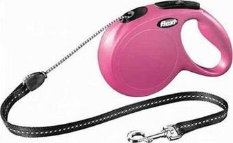 Flexi New Classic Otomatik İp Köpek Gezdirme Tasması Medium 5 Mt Pembe