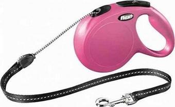 Flexi New Classic Otomatik İp Köpek Gezdirme Tasması Medium 8 Mt Pembe