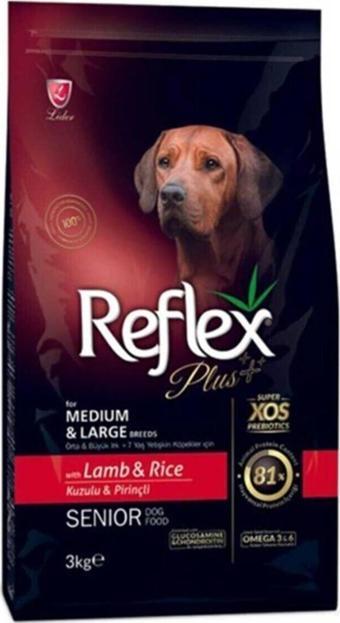 Reflex Senior (+7 Yaş ) Yetişkin Kuzu Etli Köpek Maması 3 Kg.