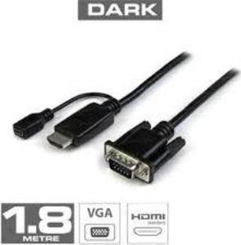 Dark DK HD AHDMIXVGAL180 1.8m HDMI - VGA Güç Destekli Kablo