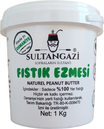 SULTANGAZİ Şekersiz Katkısız Fıstık Ezmesi%100 Yer Fıstığı 1 kg