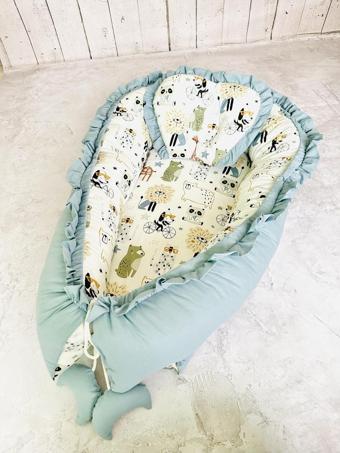 Baby Nest Hayvanlar Fırfırlı Ortopedik Çift Taraflı Bebek Yatağı Anne Yanı Bebek Yatağı