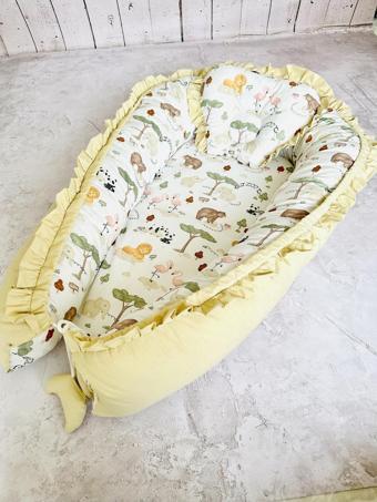 Baby Nest Zoo Fırfırlı Ortopedik Çift Taraflı Bebek Yatağı Anne Yanı Bebek Yatağı