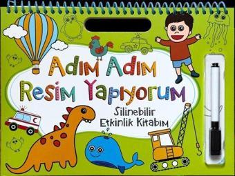 Adım Adım Resim Yapıyorum - Yeşil Kapak - Silinebilir Etkinlik Kitabım - Kolektif  - Net Çocuk Yayınları Yayınevi