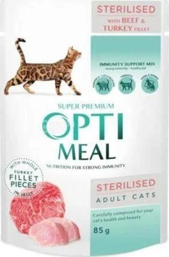 OptiMeal Dana Etli Hindili Tahılsız Kısır Kedi Konservesi 85 Gr