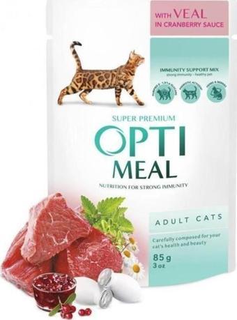 OptiMeal Dana Etli Ve Kızılcık Soslu Yetişkin Kedi Konservesi 85 gr