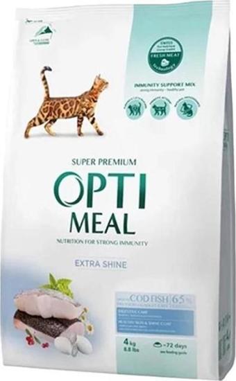 OptiMeal Extra Shine Morina Balıklı Parlak Tüy Gelişimini Destekleyen Yetişkin Kedi Maması 4 Kg