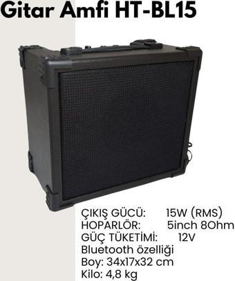 High Tone HT-15BL 15 Watt Çift Giriş Bluetooth lu Gitar Amfisi