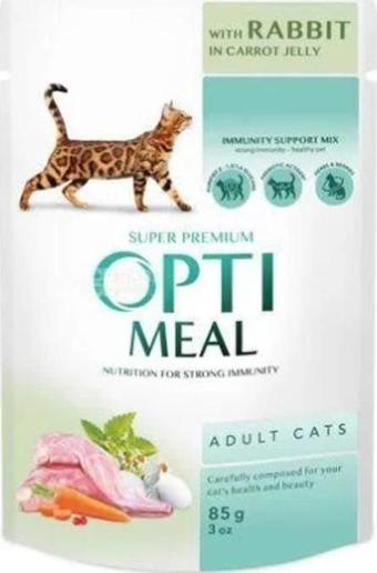OptiMeal Havuç Jöleli Tavşanlı Kedi Konservesi 85 Gr