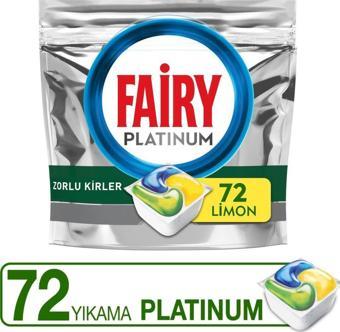 Fairy Platinum Bulaşık Makinesi Deterjanı Tableti / Kapsülü Limon Kokulu 72 Yıkama