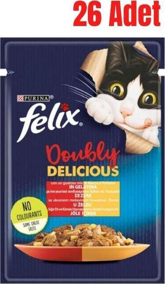 Felix Sığır Etli ve Kümes Hayvanlı Kedi Pouch 85 gr x 26 Adet