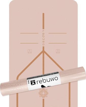 Rebuwo Hizalamalı 5mm Kaydırmaz Doğal Kauçuk Yoga Matı Pilates Mat 183 X 68 Cm Soft Pembe